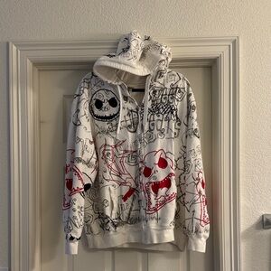 Nightmare Before Christmas white zip up hoodie.